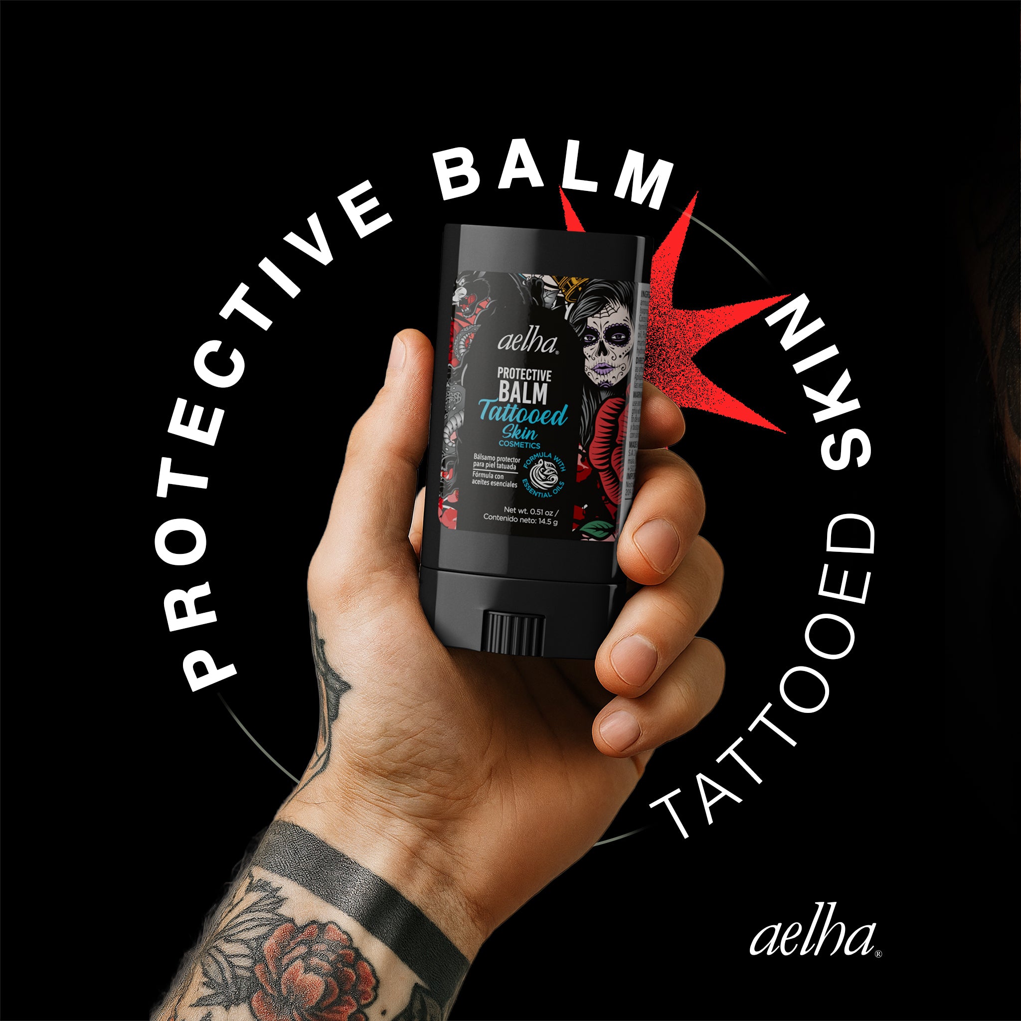 Aelha Tattoo Balm With Essential Oils for Tattooed Skin - Protective Formula for Tattoo Care, Maintains Tattoo Integrity