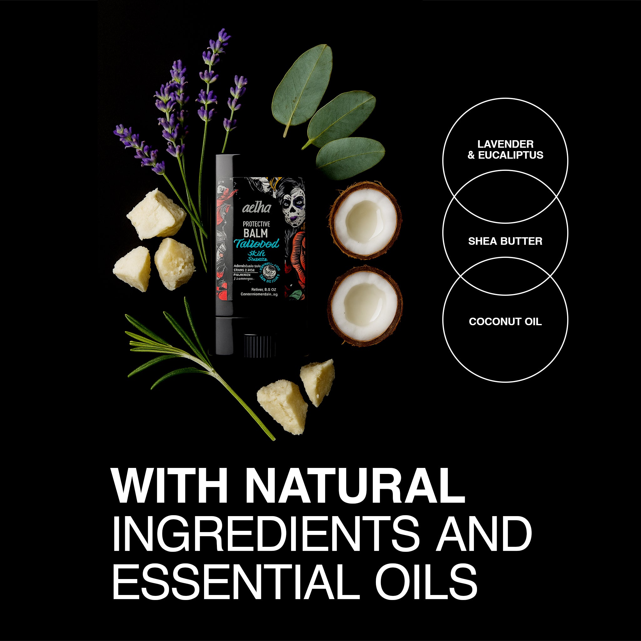 Aelha Tattoo Balm With Essential Oils for Tattooed Skin - Protective Formula for Tattoo Care, Maintains Tattoo Integrity