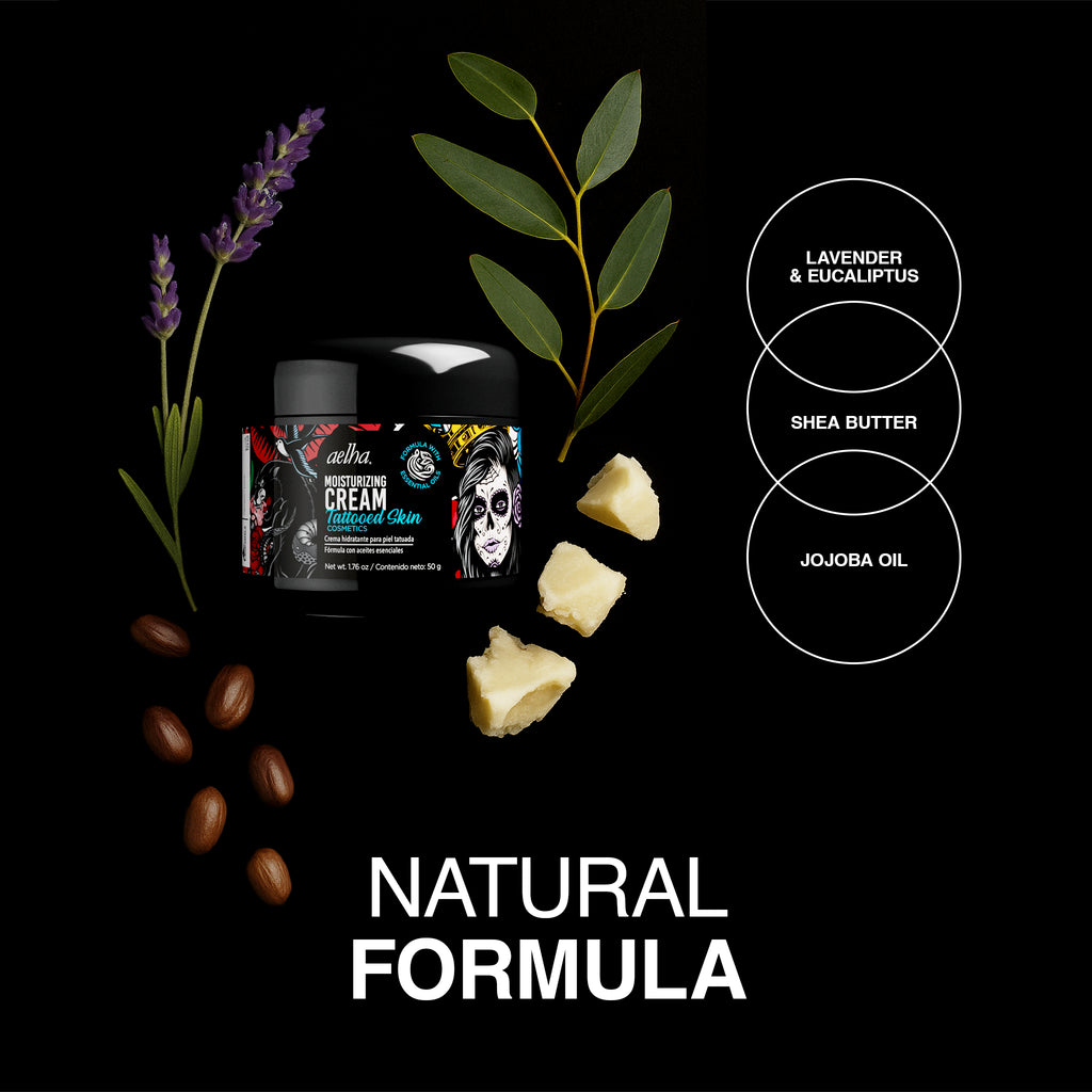 Aelha Moisturizing Cream for Tattooed Skin with Essential Oils 1.7 oz / 50 g Nourishes Hydrates and Provides Comfort for Tattooed Skin