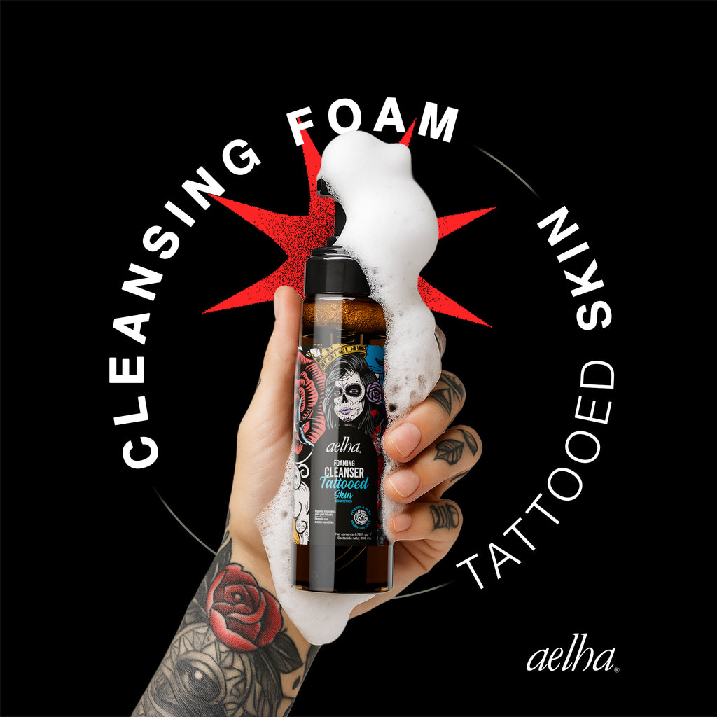 Aelha Foaming Cleanser for Tattooed Skin Gentle Effective Formula with Essential Oils for Sensitive Skin Soothing Cleanse Ideal for Tattoo Care
