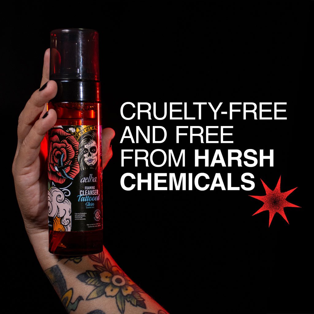 Aelha Foaming Cleanser for Tattooed Skin Gentle Effective Formula with Essential Oils for Sensitive Skin Soothing Cleanse Ideal for Tattoo Care