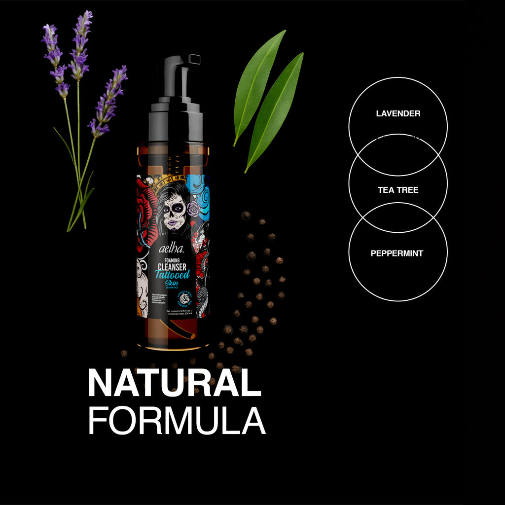 Aelha Foaming Cleanser for Tattooed Skin Gentle Effective Formula with Essential Oils for Sensitive Skin Soothing Cleanse Ideal for Tattoo Care