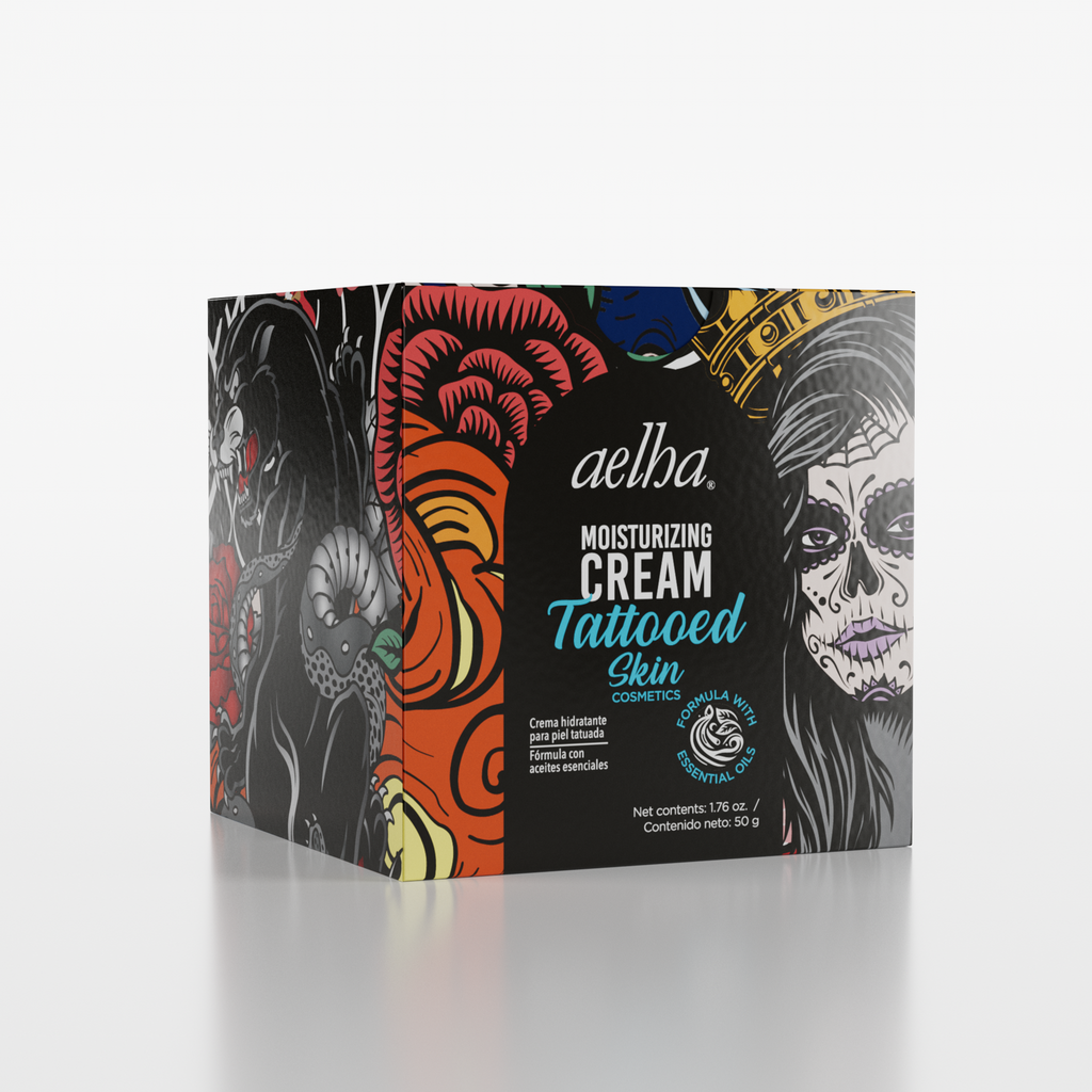 Aelha Moisturizing Cream for Tattooed Skin with Essential Oils 1.7 oz / 50 g Nourishes Hydrates and Provides Comfort for Tattooed Skin