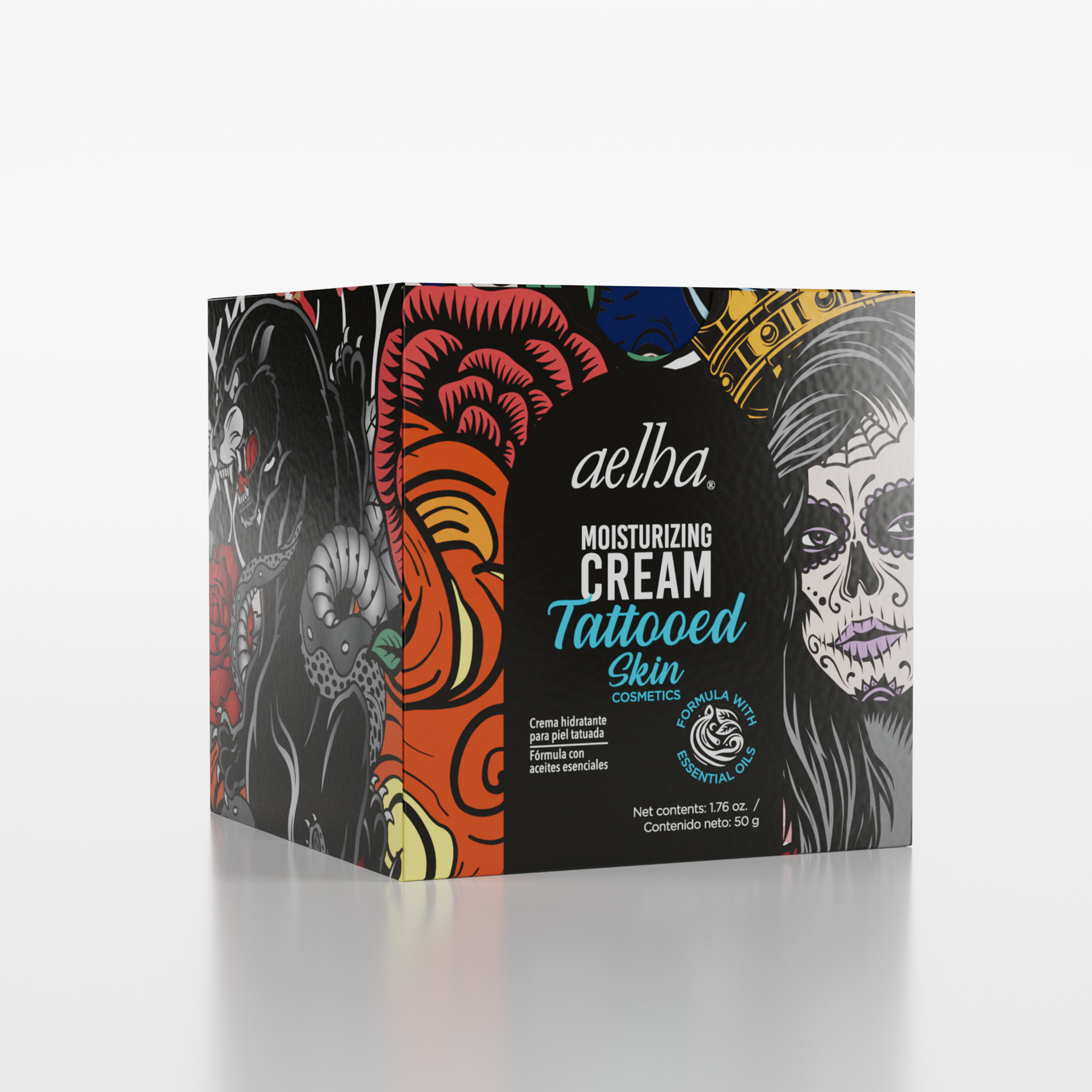 Aelha Moisturizing Cream for Tattooed Skin with Essential Oils 1.7 oz / 50 g Nourishes Hydrates and Provides Comfort for Tattooed Skin
