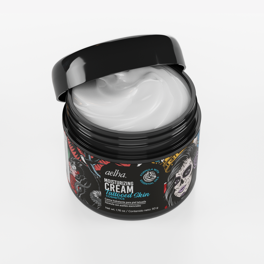 Aelha Moisturizing Cream for Tattooed Skin with Essential Oils 1.7 oz / 50 g Nourishes Hydrates and Provides Comfort for Tattooed Skin