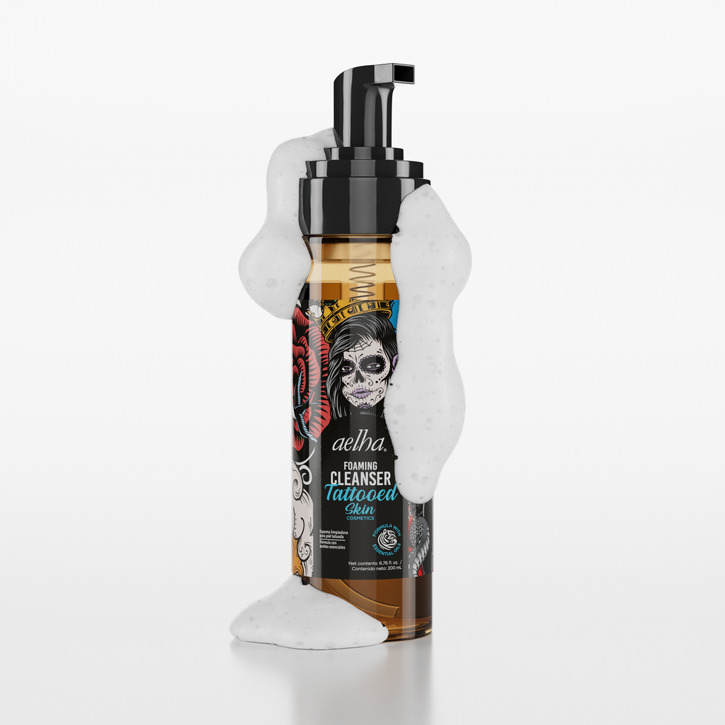Aelha Foaming Cleanser for Tattooed Skin Gentle Effective Formula with Essential Oils for Sensitive Skin Soothing Cleanse Ideal for Tattoo Care
